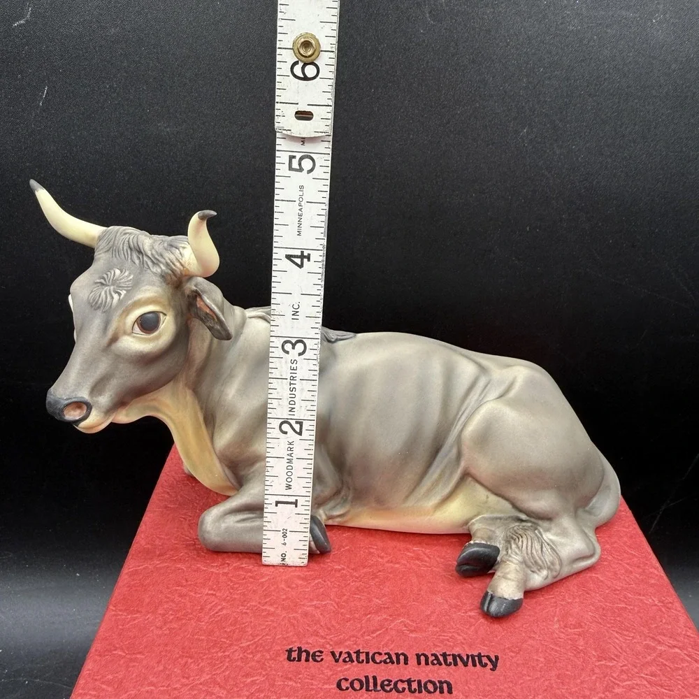 The Vatican Nativity Collection Ox Porcelain Figurine Small Hand Painted Vintage